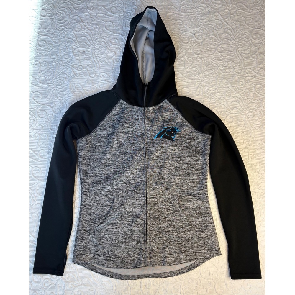 Carolina Panthers Women's Small Full Zip Hoodie Gray Black NFL Team Apparel